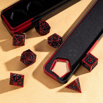UDIXI Steampunk Metal Dice Set, 7 Die Polyhedral DND Dice Set for D&D Role Playing Game and Math Teaching (Ancient Copper)
