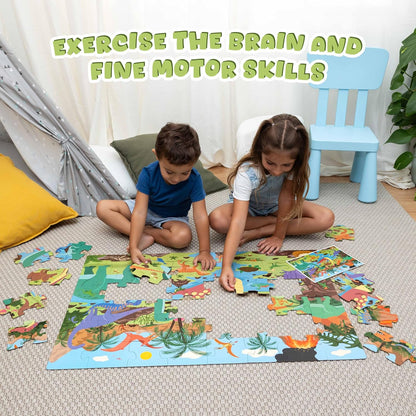 BONNYCO Giant Floor Puzzles for Kids of Jungle Animals with 48 Large Pieces. Safari Jumbo Puzzle 36.2 x 24.4 in, Gifts for Boys and Girls, Educational Kids Toys Ages 2-8