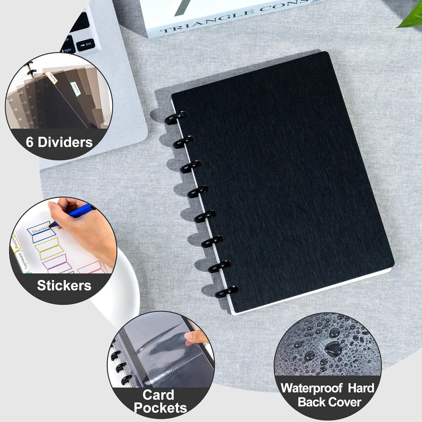 Discbound Notebook Refills for 11 Discs Notebooks 8.6 in x 12 in Letter Size 120 Sheets Multi-Subject Project Lined Pages Customizable Removable Pages(100 GSM) Heavyweight Planing Paper