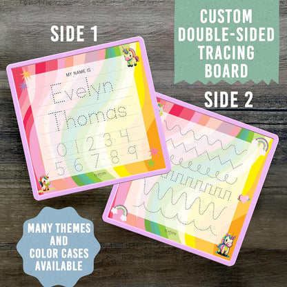 Kid's Name Tracing Board | Dry Erase Letter Tracing | Reusable Name Alphabet Tracing| Number Tracing | Personalized | Baby Unicorn Theme