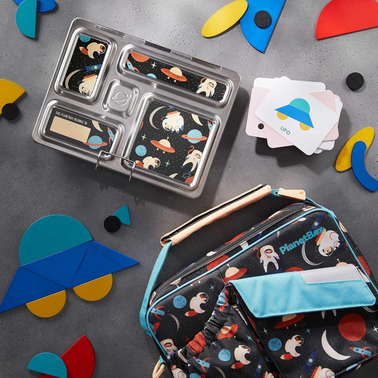PlanetBox Rover Stainless Steel Bento Box Style Lunch Box Kit for Youth with 5 Compartments – Butterflies Edition includes Insulated Lunch Bag, Leakproof Food Containers & Matching Magnets