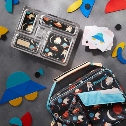 PlanetBox Rover Stainless Steel Bento Box Style Lunch Box Kit for Youth with 5 Compartments – Butterflies Edition includes Insulated Lunch Bag, Leakproof Food Containers & Matching Magnets