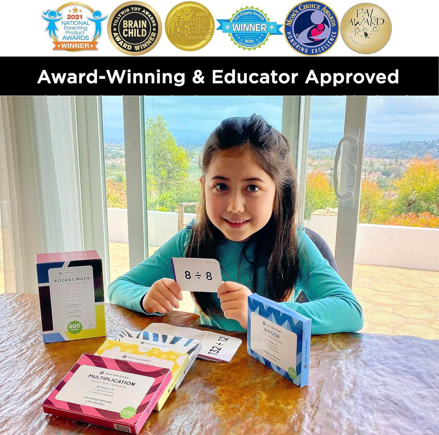 Award-Winning Math Flash Cards – 600 Addition, Subtraction, Multiplication & Division Facts – 2 Facts Per Card – 20 Games & Teaching Methods – Grades 1–6 – Classroom, Homeschool & Teacher-Approved