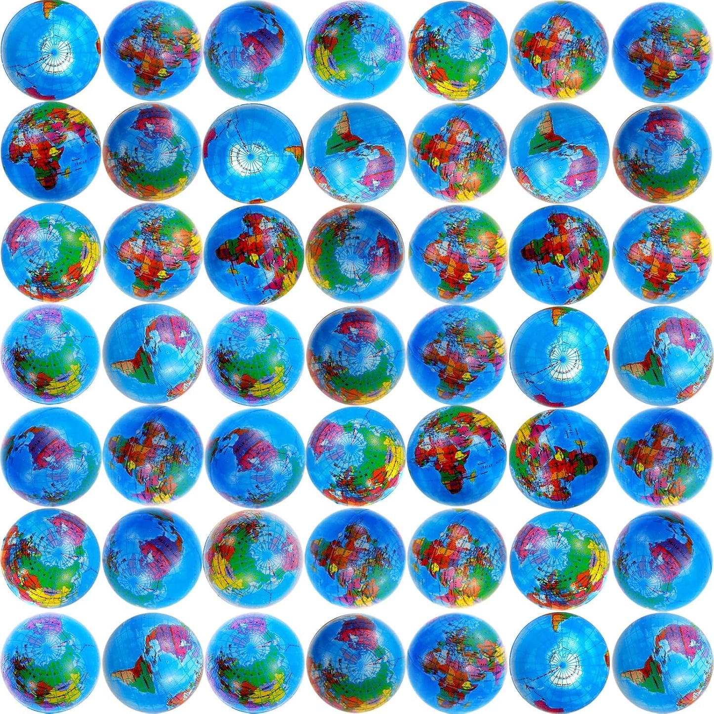60 Pcs Globe Squeeze Balls Bulk,2.5 inch Earth Stress Relief Balls,Soft Foam Stress Ball Toy for Finger Exercise, Foam Squeezable Balls Classroom School Office Party Favors