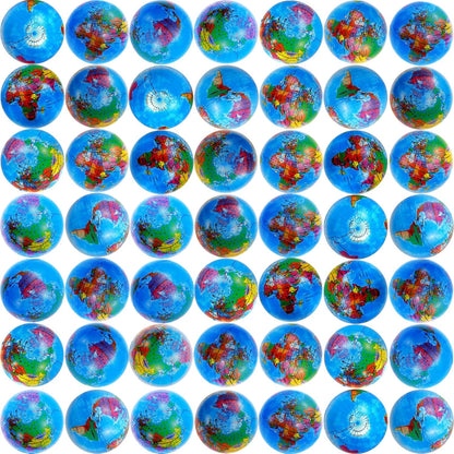 60 Pcs Globe Squeeze Balls Bulk,2.5 inch Earth Stress Relief Balls,Soft Foam Stress Ball Toy for Finger Exercise, Foam Squeezable Balls Classroom School Office Party Favors