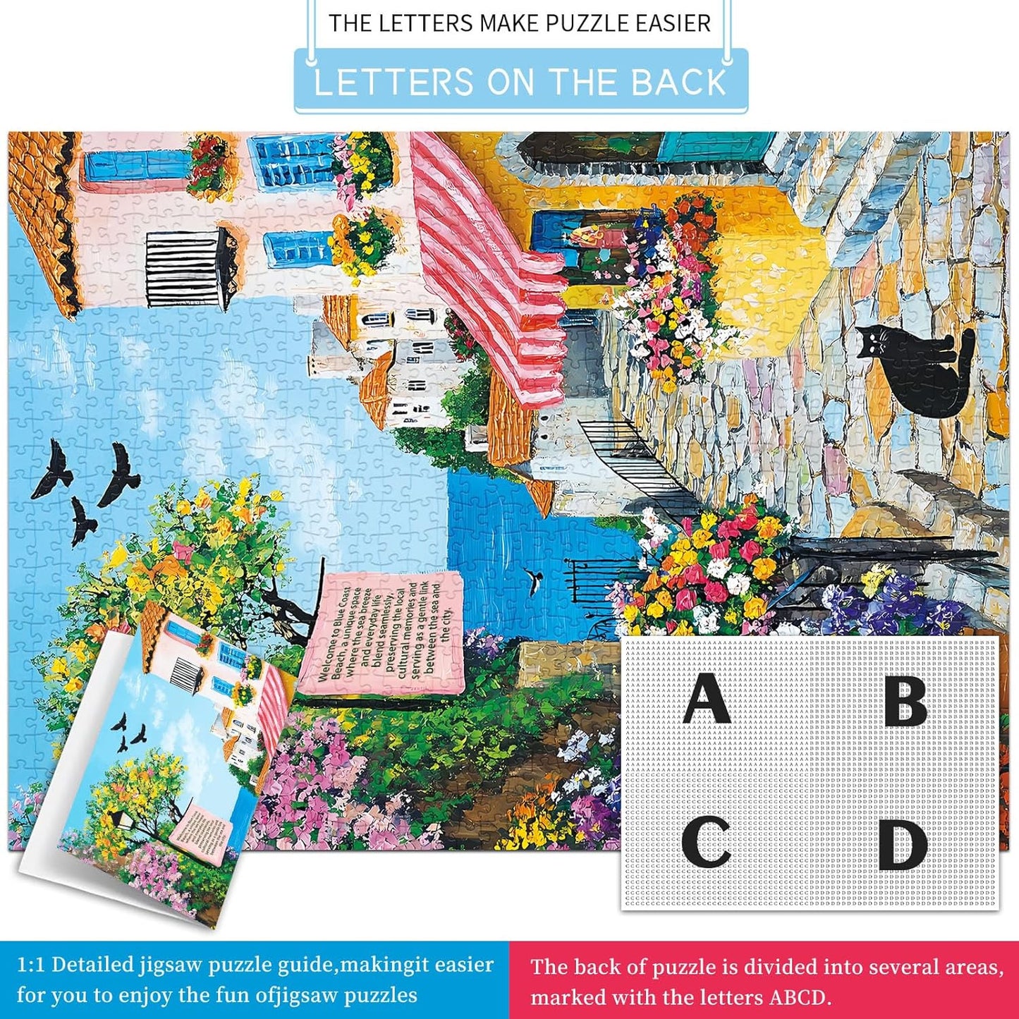 Puzzles for Adults 1000 Pieces,Seaview Campground Jigsaw Puzzle with 1:1 HD Poster, Perfect Interlocking No Dust, Stress Relief Ideal Gift for Family Games
