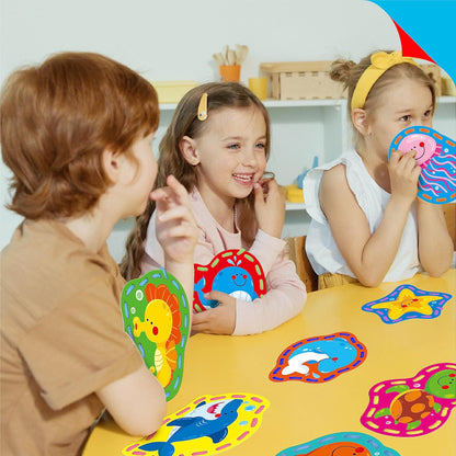 SpriteGru 9 Pieces Kids Lacing Cards, Double Sided Sewing Cards in 9 Vehicle Cards with 9 Colorful Laces, Imagination Development Lacing Toys Games for Children Educational and Learning Activity