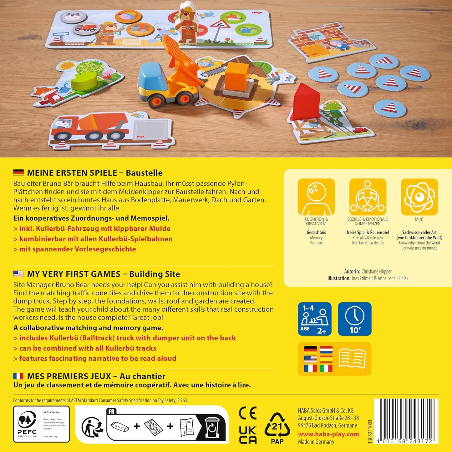 HABA My Very First Games Building Site, A Cooperative Learning Kids Game, Toddler Learning Activities & Games for 2+ Year Olds with Included Toy Truck