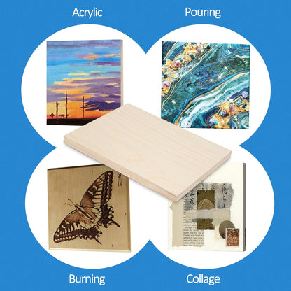 Falling in Art Unfinished Birch Wood Canvas Panels Kit, 4 Pack of 8x10’’ Studio 3/4’’ Deep Cradle Boards for Pouring Art, Crafts, Painting, and More