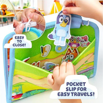 Bluey Felt Playhouse, Double-Sided Play Scene with Built-in Storage, 20 Felt Characters & Accessories, Travel-Friendly Bluey Toys, Road Trip Essentials, Toddler Activities, Fun Toys & Games