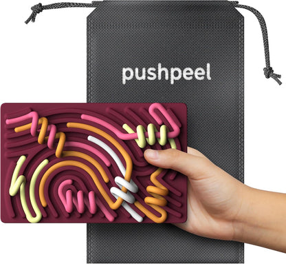 Pushpeel Sensory Activity Board: Silicone Fidget Toy for Calming, Stress, Anxiety, ADHD & Autism | Silent, No Mess | Kids 3+ & Adults | Includes Portable Travel Bag & 11 Strings