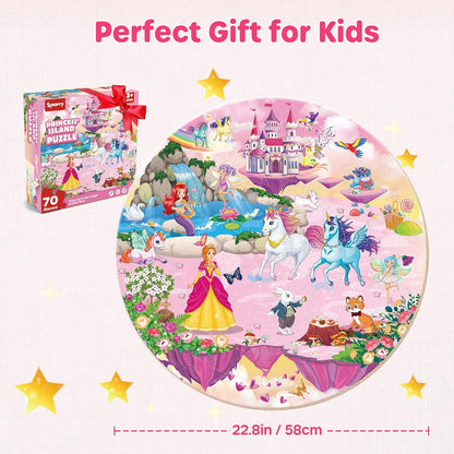 SYNARRY Solar System Floor Puzzles for Kids Ages 4-8, Large 70 Piece Jigsaw Puzzles for Kids Ages 4-6, Space Planet Astronaut Toys Puzzles, Preschool Learning Toys, Easter Basket Stuffers for Boy Girl