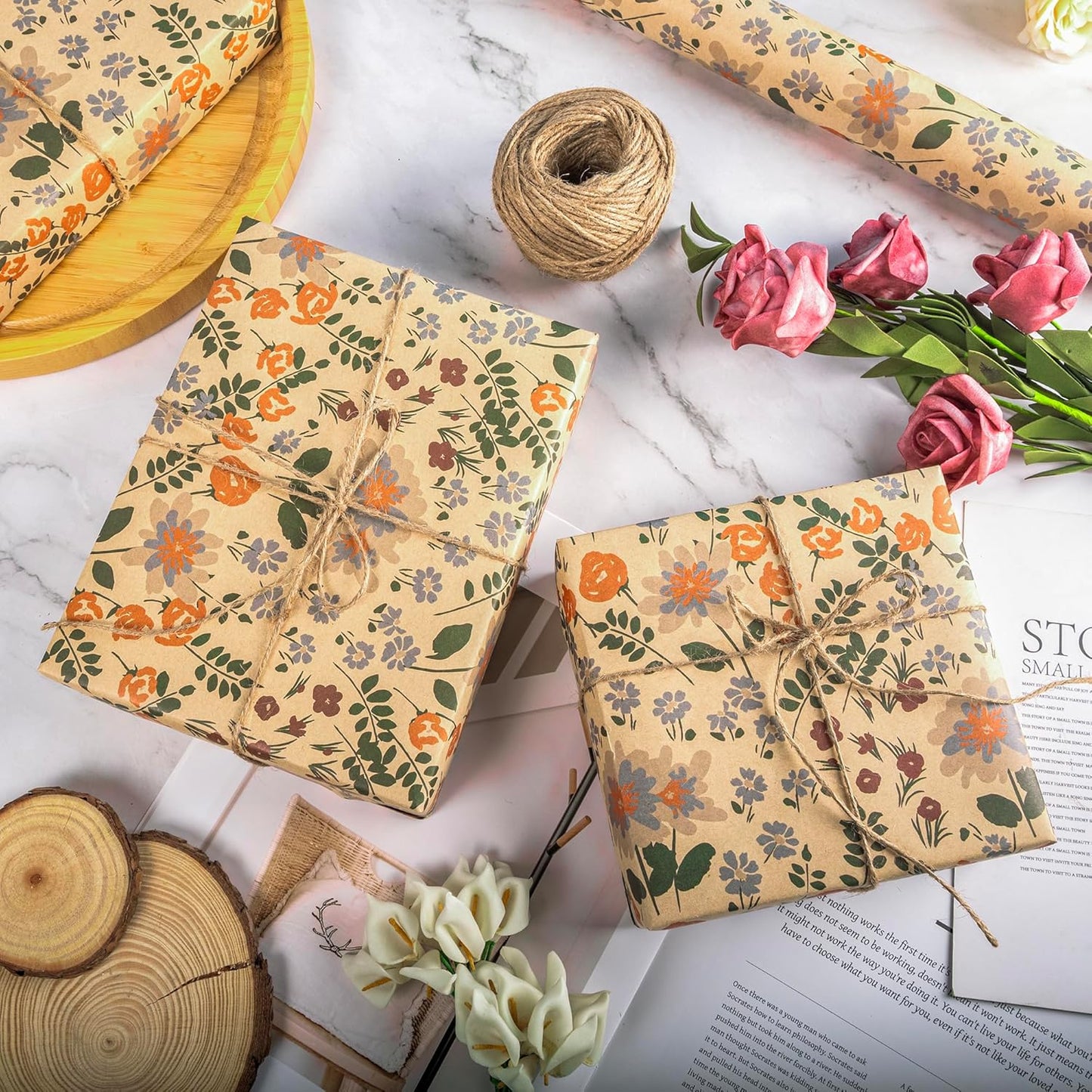 Dtiafu Reversible Building Blocks Wrapping paper Roll for Kids Boys Girls - Boys Birthday Bricks Design Gift Wrap Sheets for Baby Shower Party Craft Supplies(Total 28.5sq.ft)