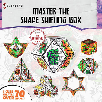 SHASHIBO Teenage Mutant Ninja Turtles Shape Shifting Box - STEM Magnetic Fidget Cube that Transforms Into Over 100 Shapes, Download Fun in Motion Toys Mobile App (Raphael)