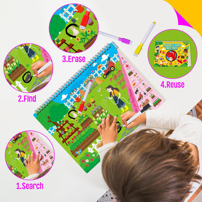 SpriteGru Dry Erase Mazes Game Pad, 30 Mazes Reusable & Erasable Book, Fun Brain Challenge Games Interesting Educational Toy and Learning Tool for Road Trip Airplane Travel