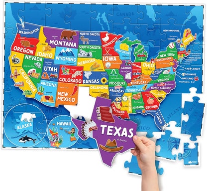 World Map Puzzle for Kids - 75 Piece - World Puzzles with Continents - Childrens Jigsaw Geography Puzzles for Kids Ages 4-8, 5, 6, 7, 8-10 Year Olds - Globe Atlas Puzzle Maps Learning Games Gifts