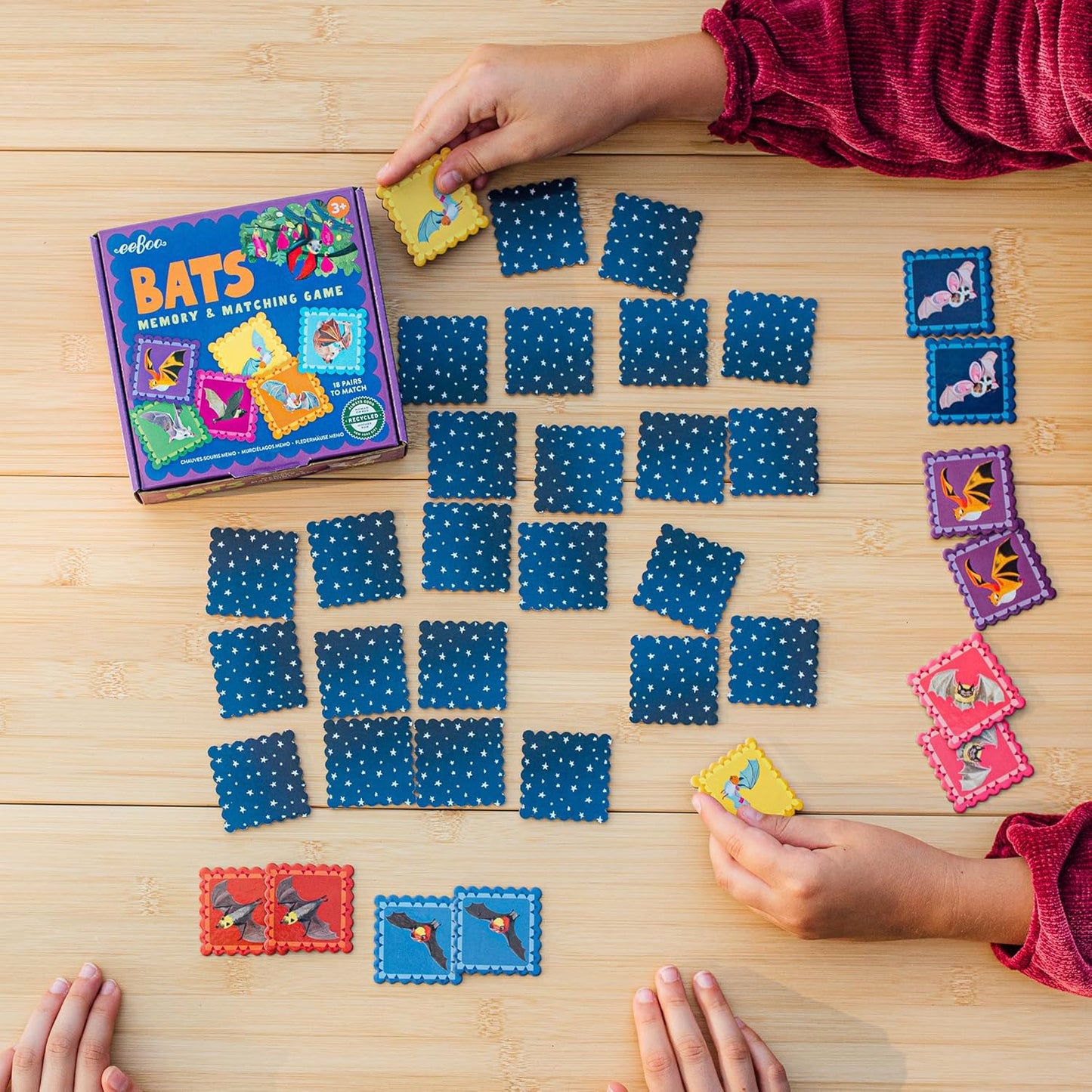eeBoo: Memory & Matching Game- Little Birds- 18 Illustrated Matching Pairs, Concentration Tile Game, Informational Insert, Kids Ages 4+, 1-4 Players