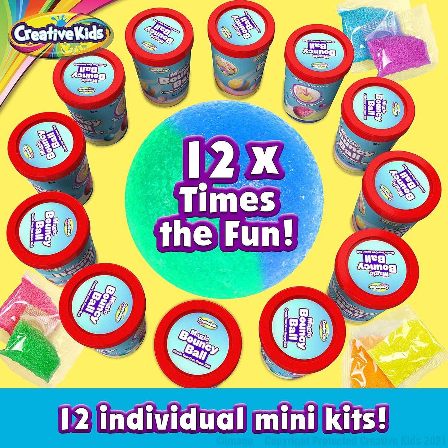 Creative Kids Magic Bouncy Balls - DIY STEM Toys - Science Kit for Kids - 25 Multicolor Bags & 5 Molds Makes Up to 43 Balls
