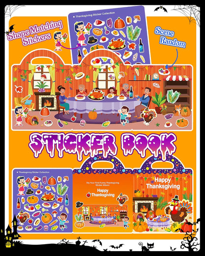 Halloween Sticker Books for Kids, Reusable Sticker Books for Toddlers, Halloween Travel Toys Acticities Crafts Birthday Gifts for Boys Girls Kids