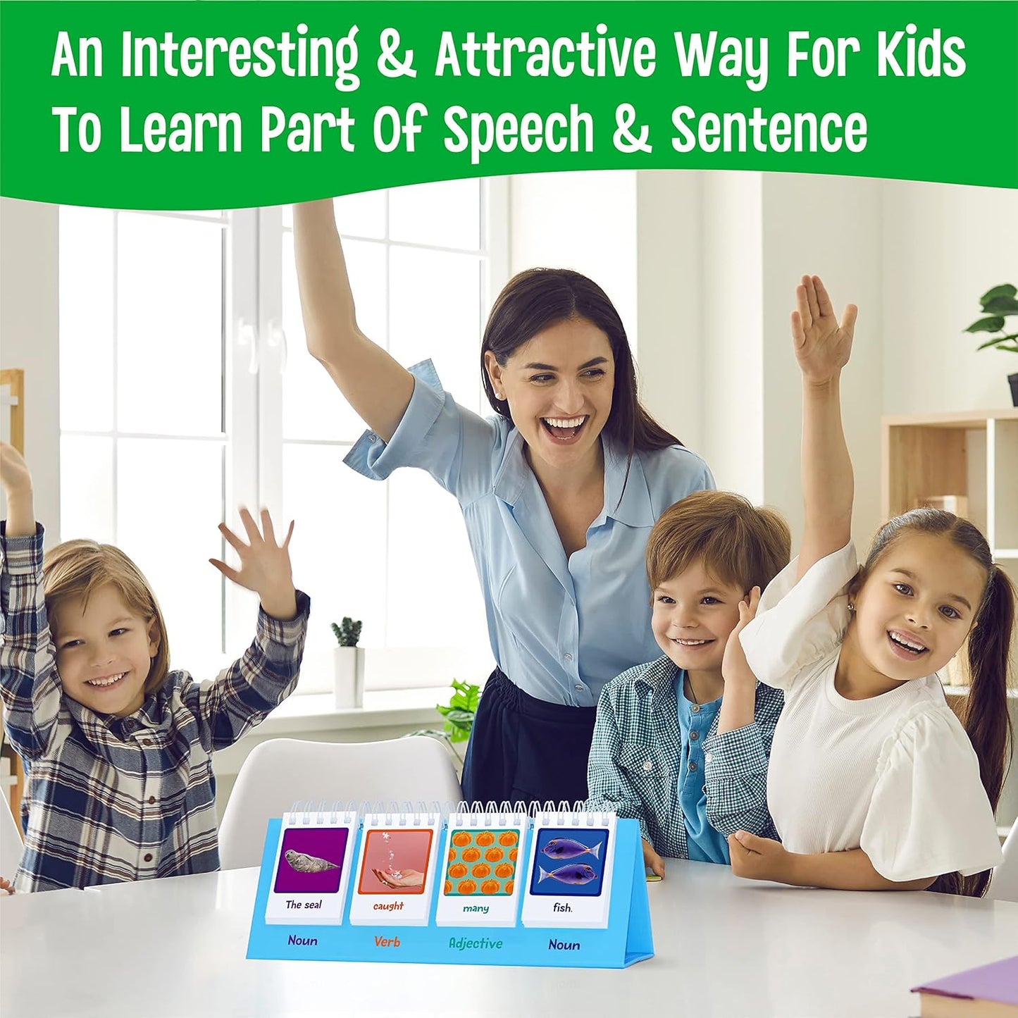 CVC Word Flip Chart - Double Sided 40 Short Vowel Word Flashcards, Freestanding, Educational Learning Tool for School Supplies