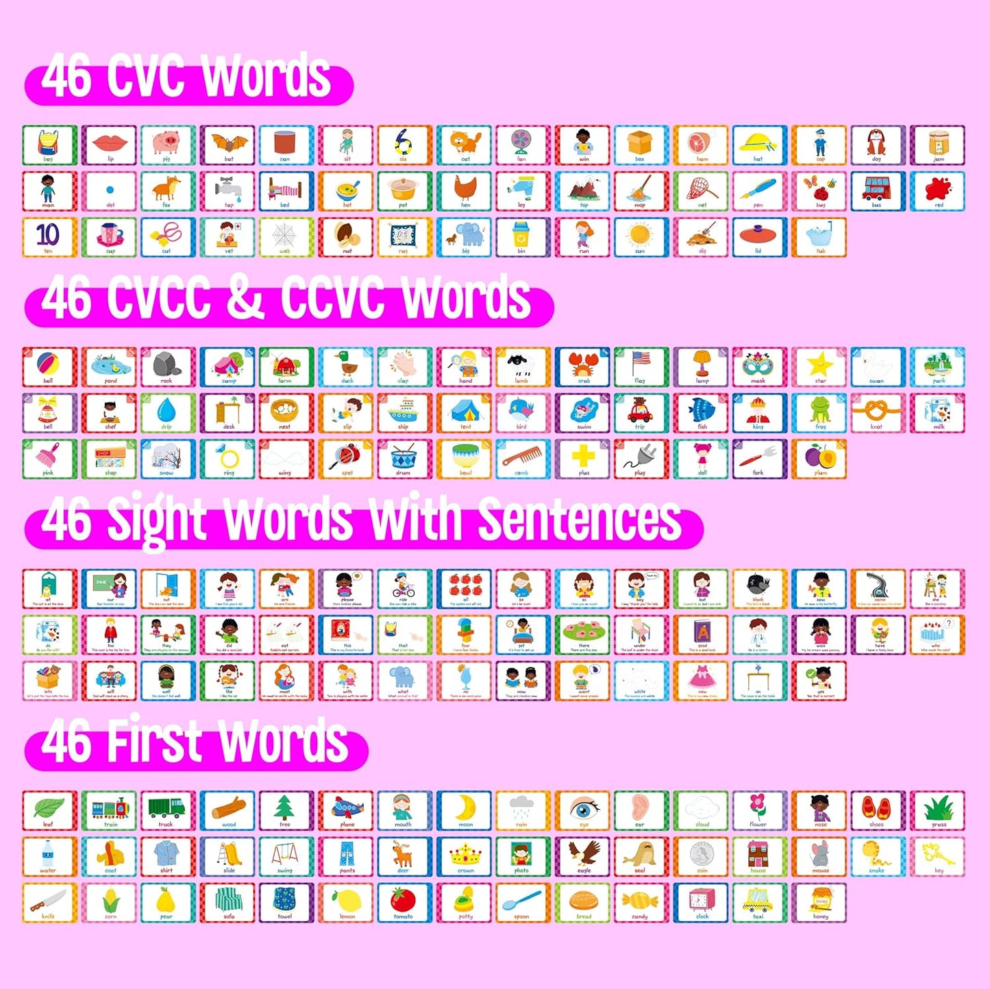 4 Preschool Learning Flipbooks, 96PCS Double Sided Printed Cards Set, Alphabet Letter A-Z, Number 1-20, Feelings and Emotions, Shapes and Colors Mini Board Books Set Early Educational Tool for Kids