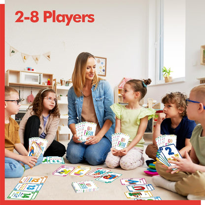 Go Fish Card Game, 80 Alphabet & Number Cards Oversize ABC 123 Memory Matching Game for Kids Learning, Party Game, Family Gathering, Game Night, Classroom Activities