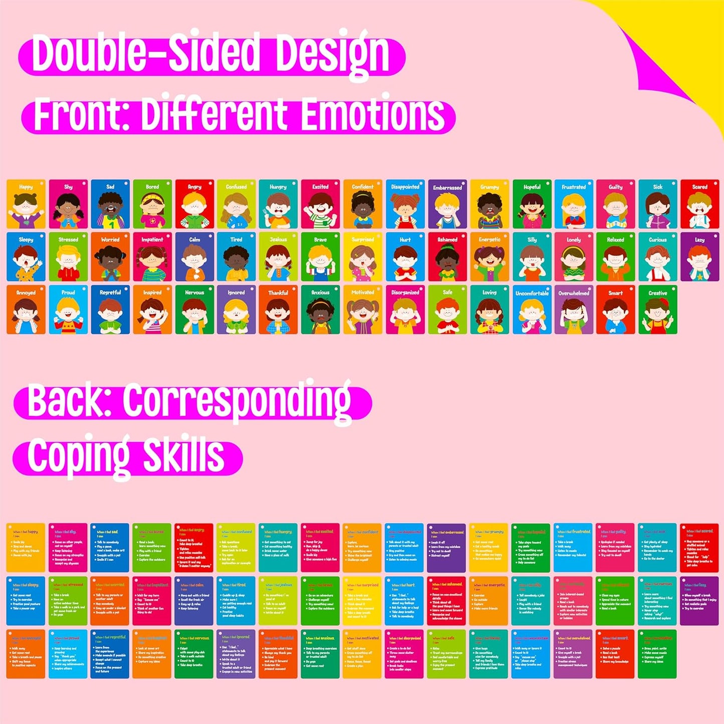 50 PCS Kid First Cognitive Flashcards,Double Sided Printed 7 in 1 Colorful Cards Alphabet,Numbers, Foods,Animals,Shapes,Colors with 3 Reclosable Rings,Learning Tool for Pre-K Kindergarten Toddlers