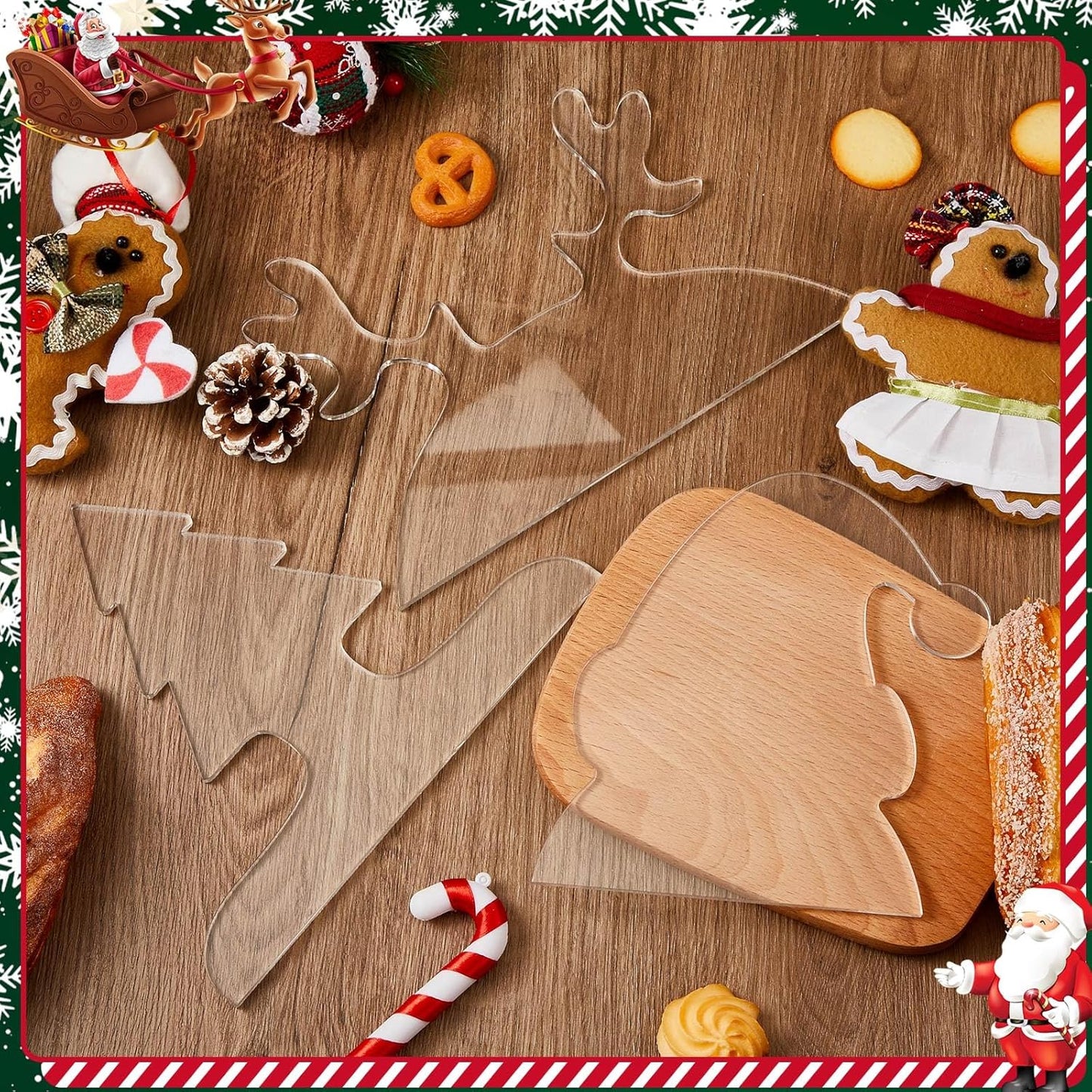 Frienda 6 Pcs Charcuterie Board Template Acrylic Router Template Cutting Board for Woodworking Thick Handle with 3 Pens Angled Curvy Stencils Guide Tools for Kitchen(Classic)