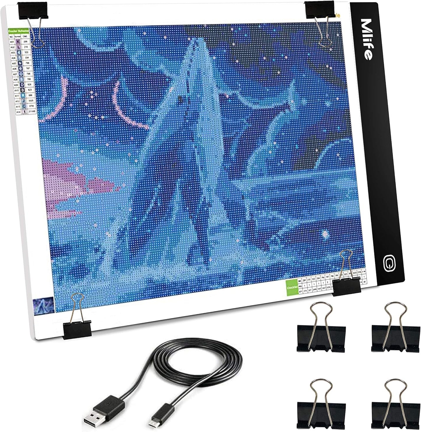 B4 LED Light Pad - Upgraded Diamond Art Light Box Dimmable Tracing Light Board, Sketching, Animation, Drawing Light Box with 4 Fasten Clips