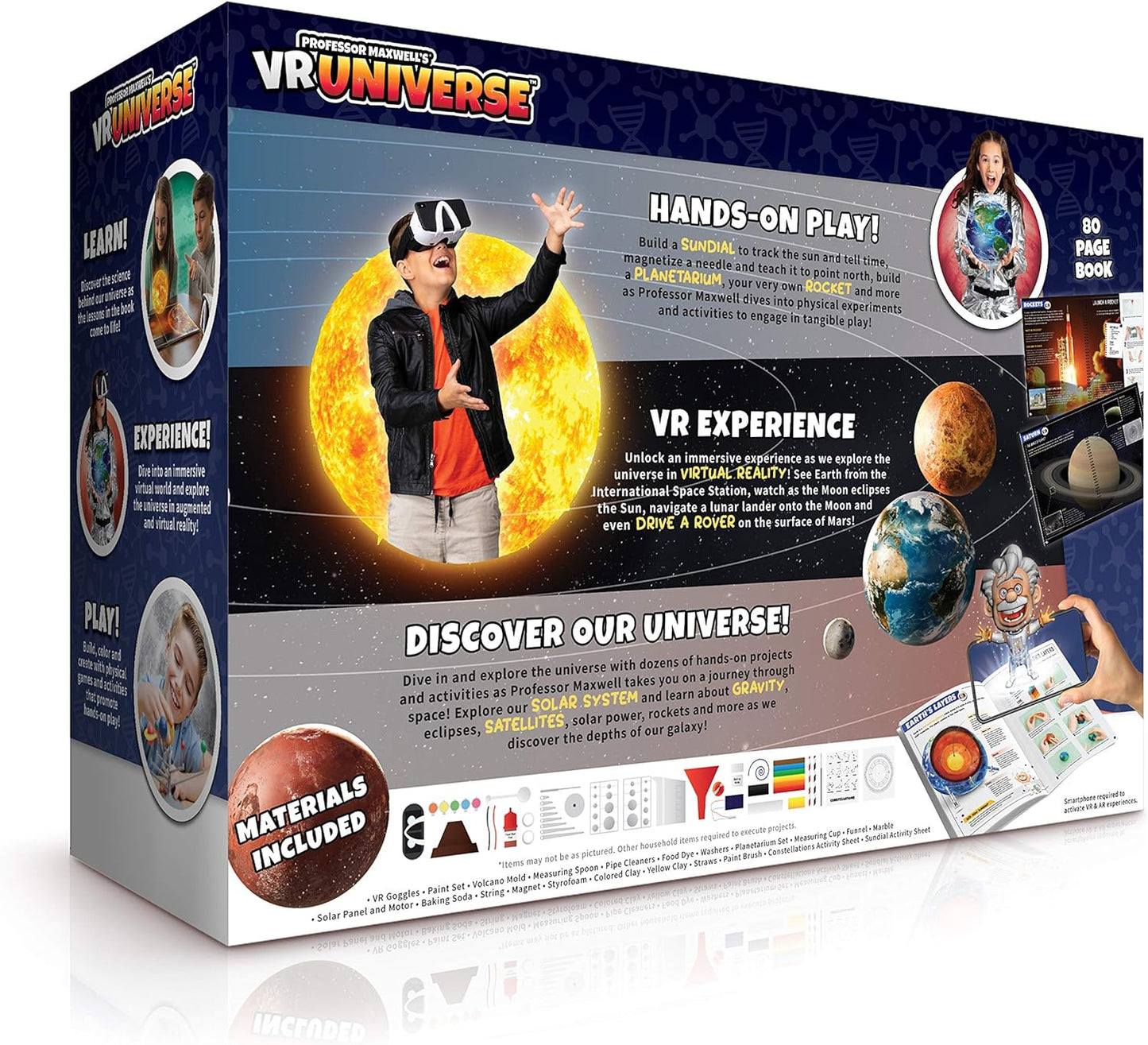 Professor Maxwell's VR Universe - Virtual Reality Kids Space Science Book and Interactive STEM Learning Activity Set (Full Version - Includes Goggles) - for Ages 8 and Up