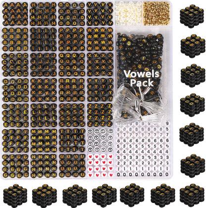 DoDoBeads 1270 Pcs Letter Beads Kit, White and Colorful Square Acrylic Alphabet Beads with Extra Vowels, Numbers & Spacers, Perfect for Friendship Bracelets