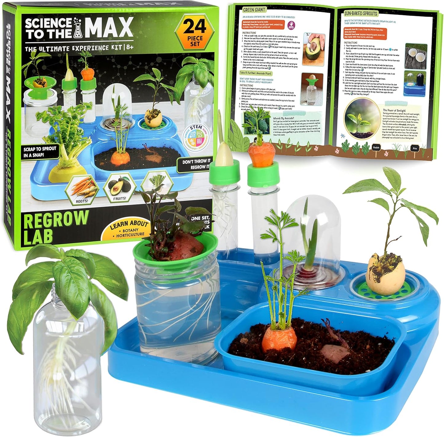 ReGrow Science Kit for Kids 8+ - Replant Simple Ingredients to Generate New Plants! 15+ Experiments - 12 Tools Included - Growing Kits for Kids Boys Girls - STEM Educational Lab