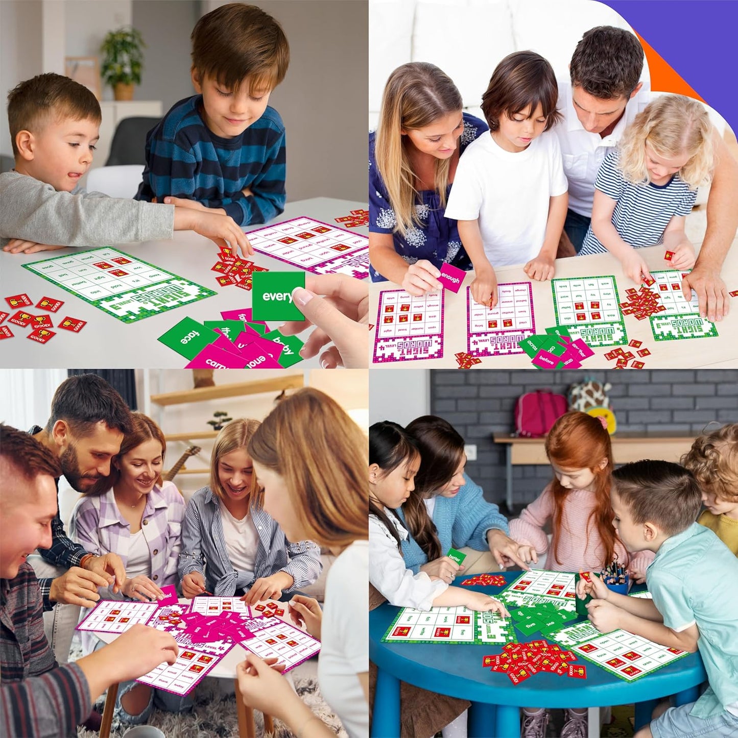 Sight Word Bingo Game, 144 Sight Words Learn to Read Level 1 & Level 2 Bingo Board Game Dolch's & Fry's Words Lists for Kindergarten and Preschool, Grade 1st, 2nd, Kids 4-8 (Up to 25 Players)