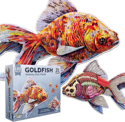 Bullfrog Animal Anatomy Floor Puzzle | 100-Piece Double Sided Jigsaw Puzzle | Large-Sized, Over 4 Feet Scientifically Accurate Illustration of Frog - Fun and Educational Toy for Kids, Toddlers