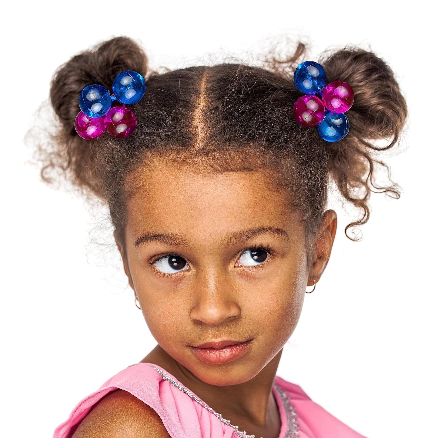 20pc Ponytailers Balls Elastics 18mm Round Opaque Multicolored Twin Beads Bauble Holders Toddler Kids Braiding Styling