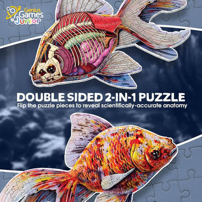 Bullfrog Animal Anatomy Floor Puzzle | 100-Piece Double Sided Jigsaw Puzzle | Large-Sized, Over 4 Feet Scientifically Accurate Illustration of Frog - Fun and Educational Toy for Kids, Toddlers