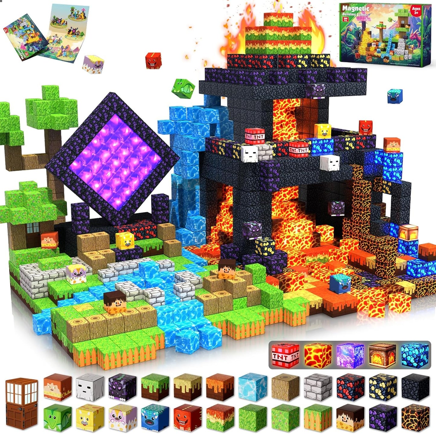 GraceDuck 300 PCS Magnetic Blocks - Magnetic Building Blocks, Stacking Magnets for Kids, Sensory Toy for STEM Montessori Sensory Toys for Kids 3+ Boys and Girls Christmas Birthday Gifts