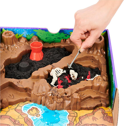 Kinetic Sand, Dino Dig Playset with 10 Hidden Dinosaur Bones, Play Sand Sensory Toys for Kids Aged 6 and up