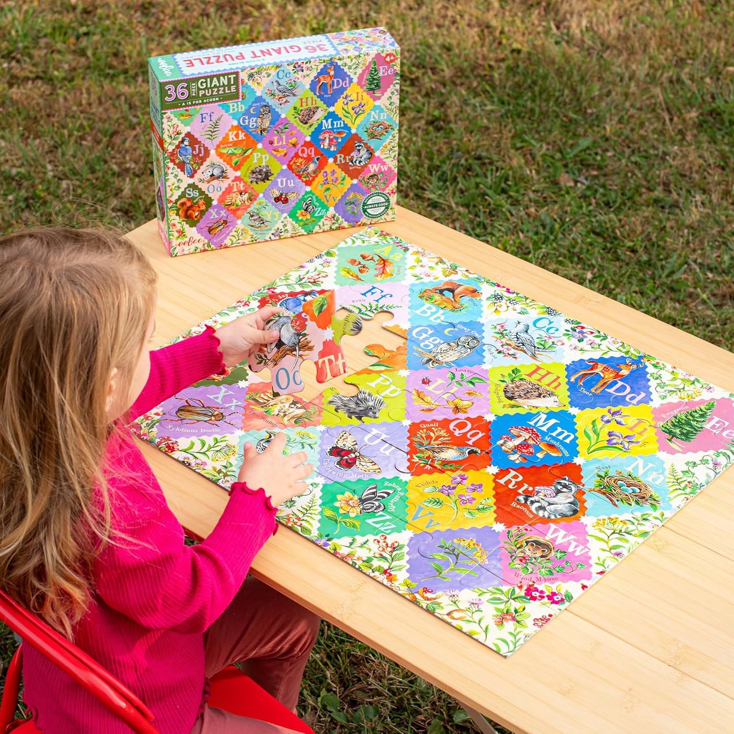 eeBoo 36 Piece Giant Floor Puzzle - Dinosaur Alphabet Children's Puzzle ABC & Dino Themed, Large Pieces for Small Hands to Develop Motor Skills