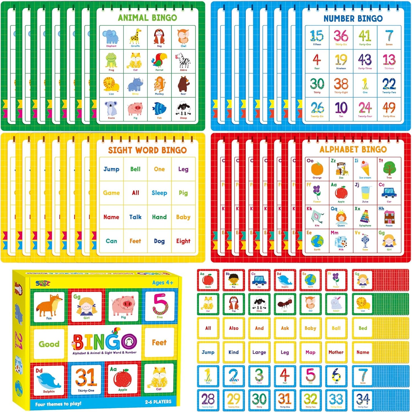 SpriteGru Multiplication & Division Bingo Game, 480 Math Problems, 2 Educational Math Board Game for Kindergarten and Preschool Kids 4-8, Perfect for Classroom & At Home (Up to 25 Players)