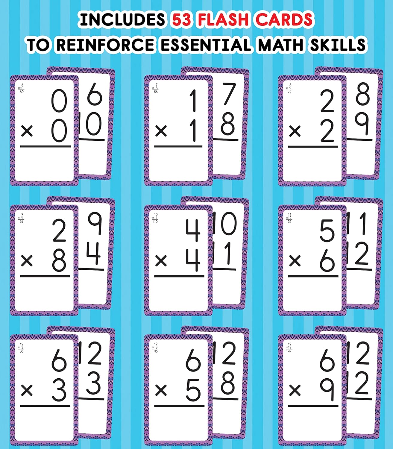 Carson Dellosa 54 Multiplication Flash Cards, Flashcards Covering All Times Table Facts Through 12, Math Games for Kids 8-12, 3rd Grade Mathematics and Up