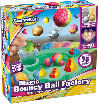 Creative Kids Magic Bouncy Balls - DIY STEM Toys - Science Kit for Kids - 25 Multicolor Bags & 5 Molds Makes Up to 43 Balls