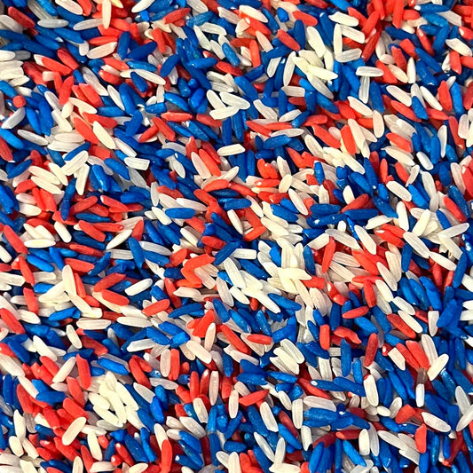 4th of July Rice Filler for Sensory Bins, Red White & Blue Rice for Sensory Independance Day Kids Activity, Summer Sensory Pretend Play Toddler Gift