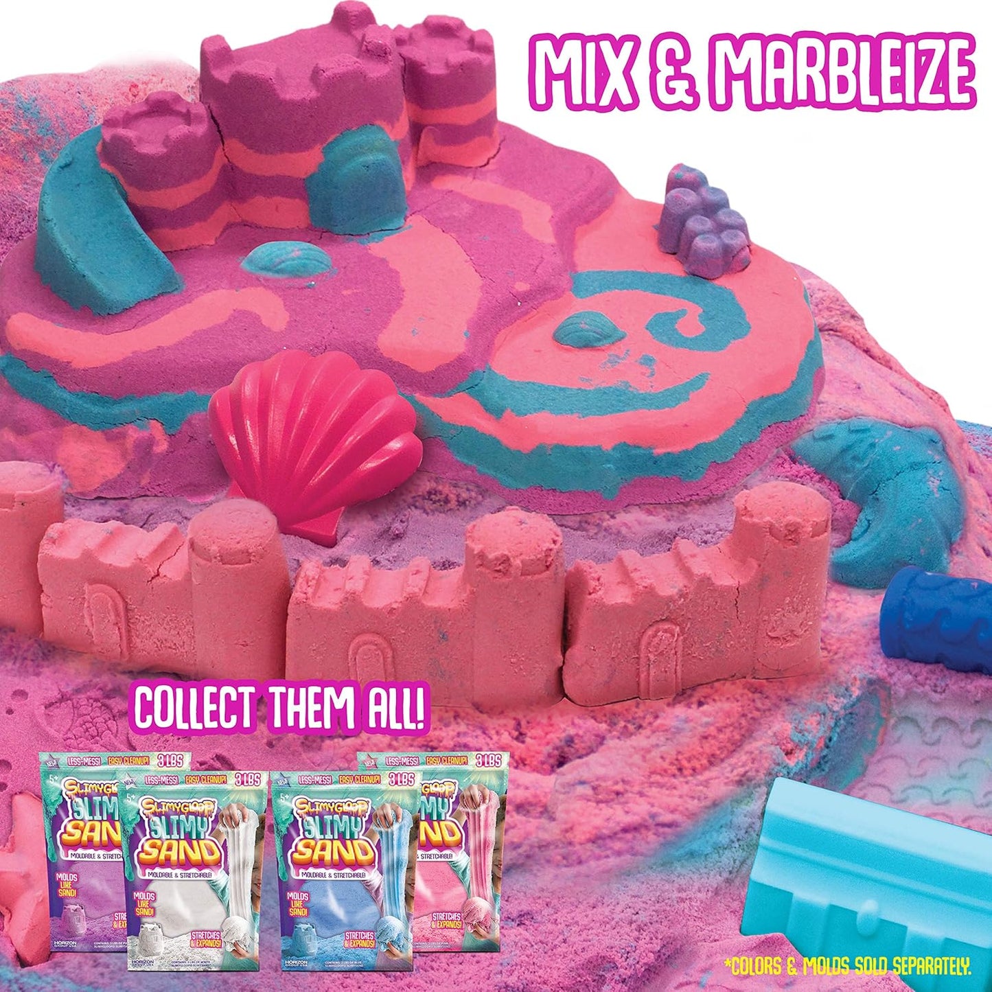 SLIMYGLOOP Slimy Sand, 3 Lbs of Stretchable, Expandable, Moldable Cloud Slime, Non Stick, Slimy Play in A Resealable Bag, Great for Sensory Bins, Sensory Toys for Less-Mess Fun, Ages 3, 4, 5, 6, 7