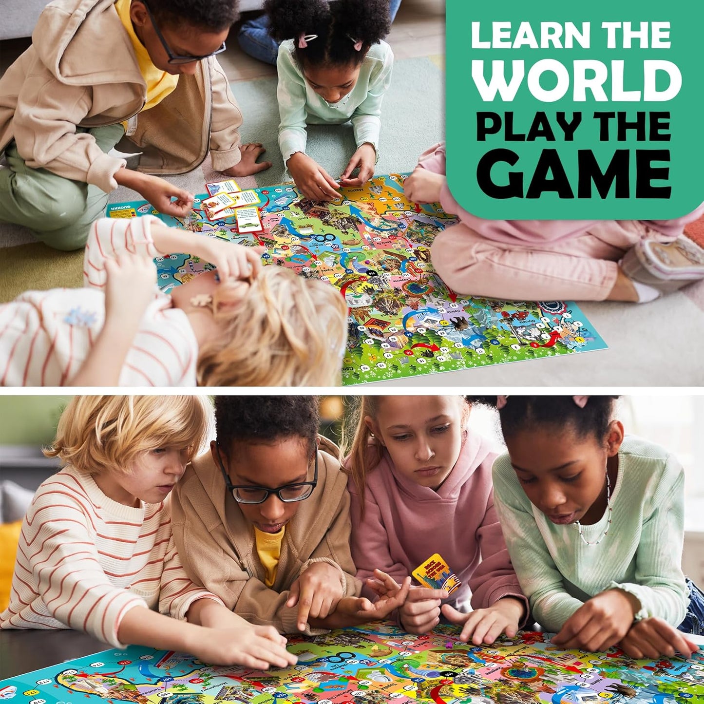 QUOKKA Board Games for Kids 8-12 - Family Games for Kids and Adults - Journey Across the World Card Game Ages 5-9 - Learn Capitals, Flags, Facts, and Map Locations with 195 World Map Cards
