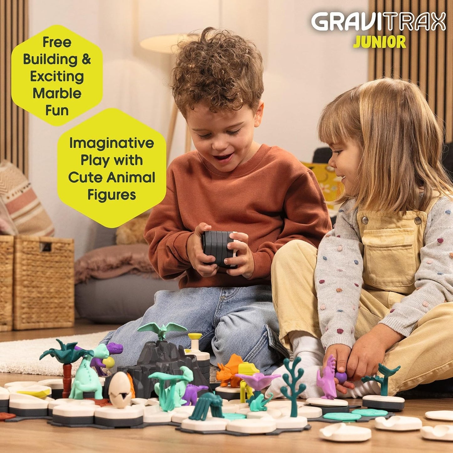 Ravensburger GraviTrax Junior Starter‑Set - Dino - 59‑Piece Marble Run Building Set - Preschool STEM Construction Toy - Interactive Learning for Kids Ages 3+