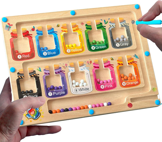 Alzheimers Products for Elderly, Dementia Activities for Seniors, Memory Care Magnetic Color & Number Matching Games for People with Parkinsons, Fidget Toys Sensory Cognitive Gift Maze Board