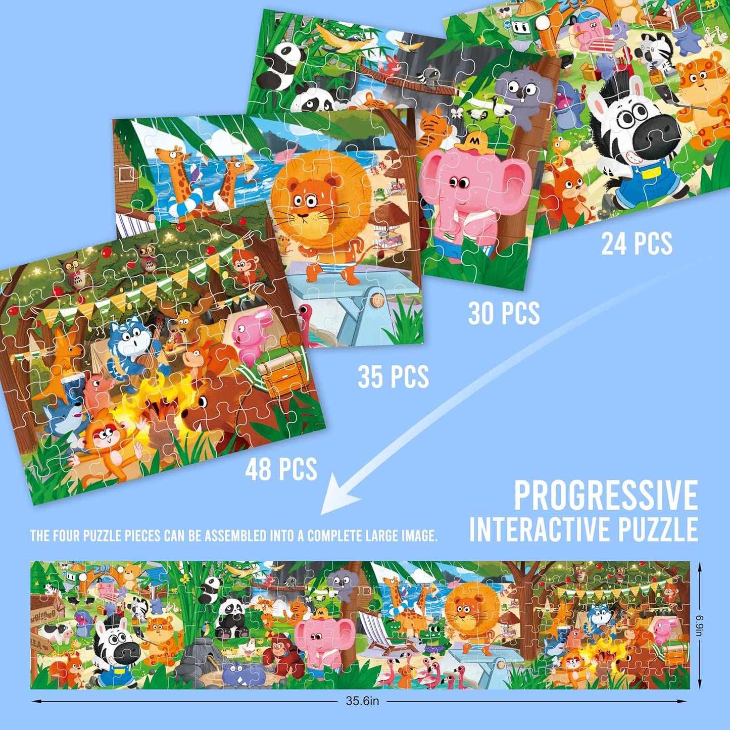Puzzles for Kids Ages 3-8 Year Old,35pcs Jigsaw Puzzles for Toddlers & Children Ages 4-6，Educational Floor Puzzles with Storage Box for Gifts（Fire Engine）