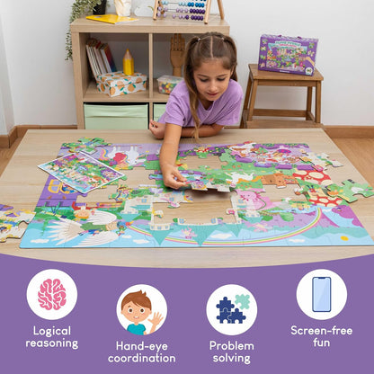 BONNYCO Giant Floor Puzzles for Kids of Jungle Animals with 48 Large Pieces. Safari Jumbo Puzzle 36.2 x 24.4 in, Gifts for Boys and Girls, Educational Kids Toys Ages 2-8