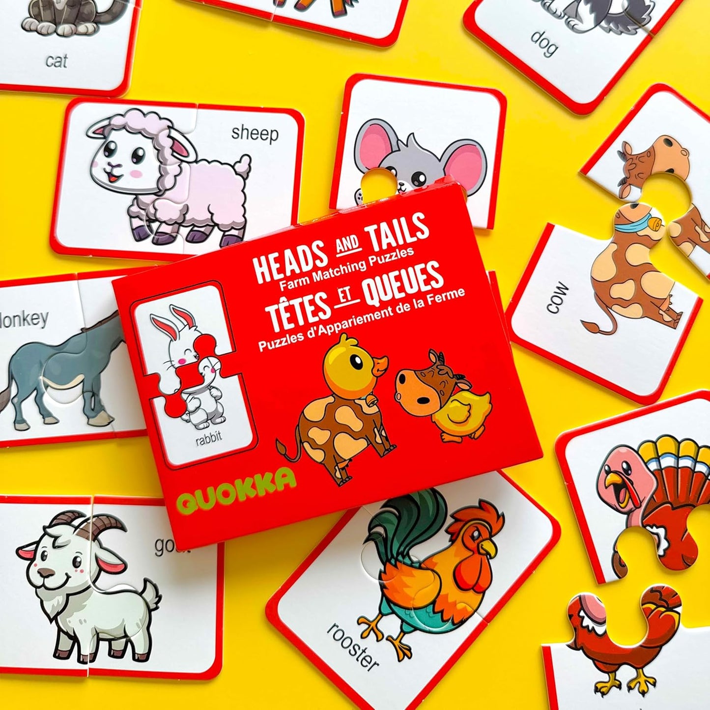 QUOKKA Toddler Puzzles Ages 2-4 – 100% Self-Correcting 16 Matching Pairs of Wood Animals – Educational Toddler Puzzles Ages 1-3 with 32 Pieces - Memory Matching Games for 3-5 Years Old Boys and Girls